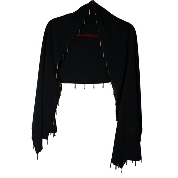 Women's scarf black gold embellishment hangs from hem sides 64" long 17" READ - Picture 1 of 6